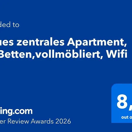 Neues Zentrales Apartment,10 Betten,vollmoebliert, Wifi